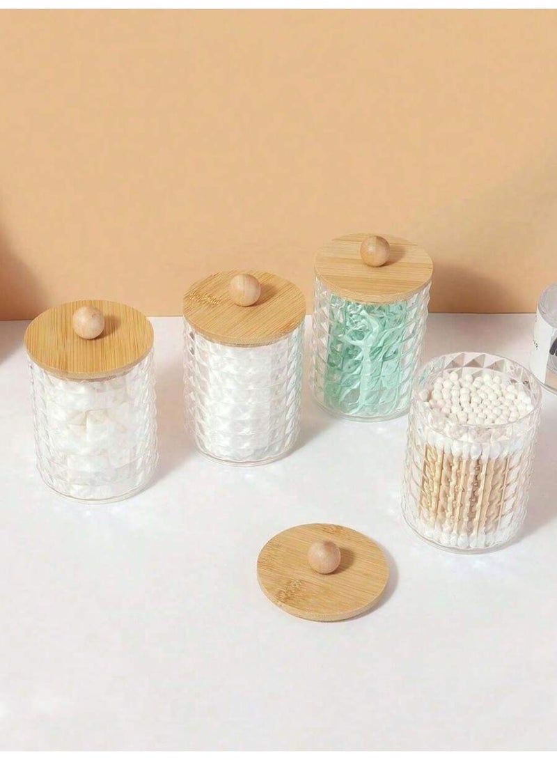 طقم علب تخزين شفافة عدد 3 بغطاء خشبي – تصميم ماسي أنيق - Image 2